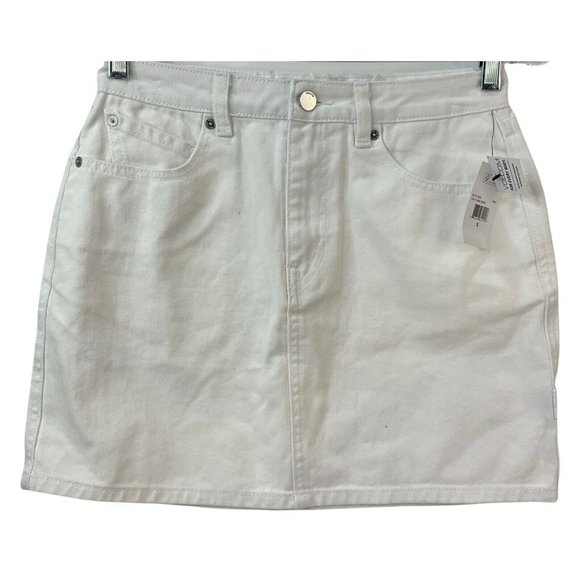 Volcom Skirt Womens Size Small Denim White Fix It Mini Skirt 5 Pocket Nwt $50 - Picture 1 of 7